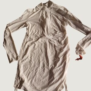 BloqUV White UPF 50+ Sun Protection Dress Cover Up Style 2010 Ruched Large NEW